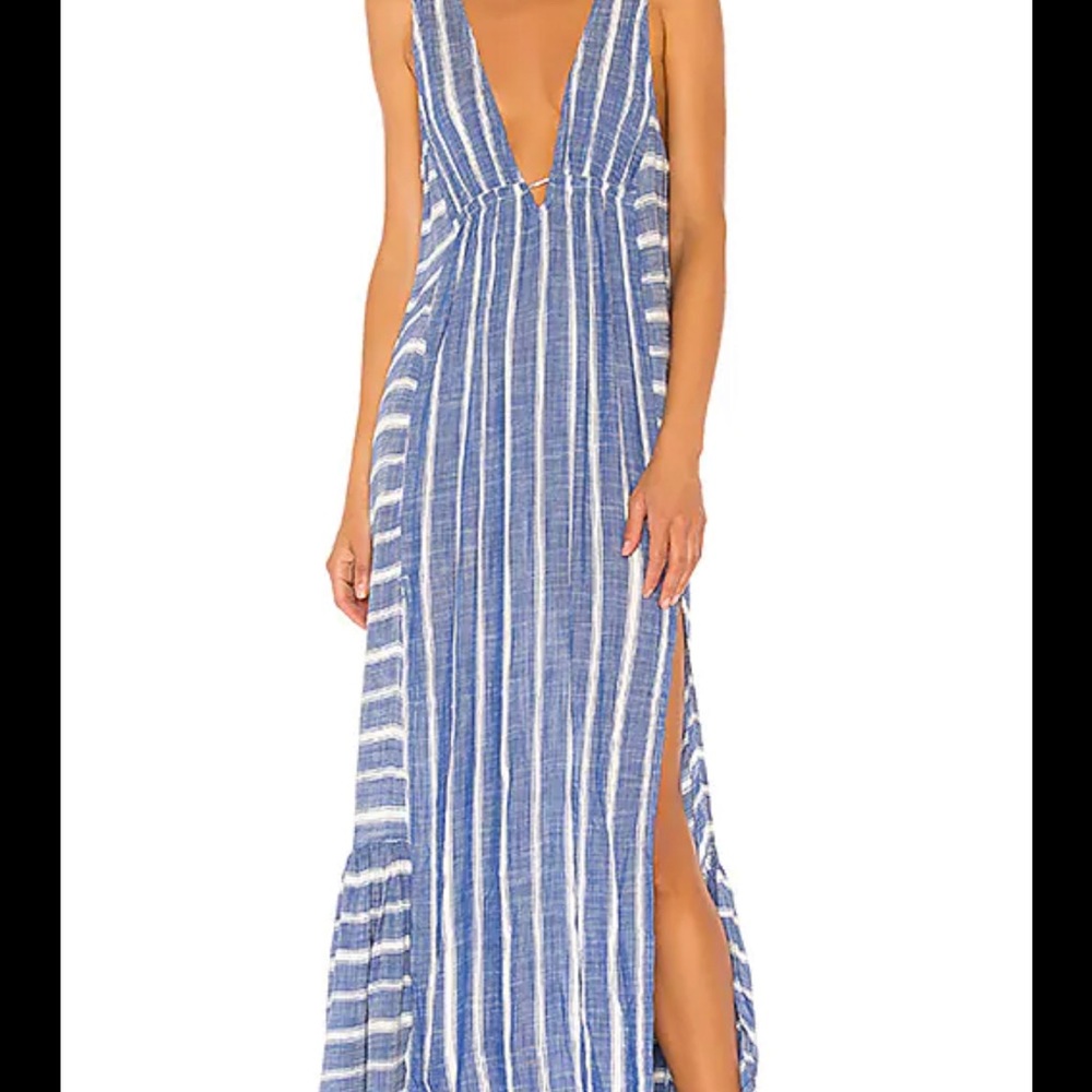 L*Space Blue and White Striped Maxi Dress